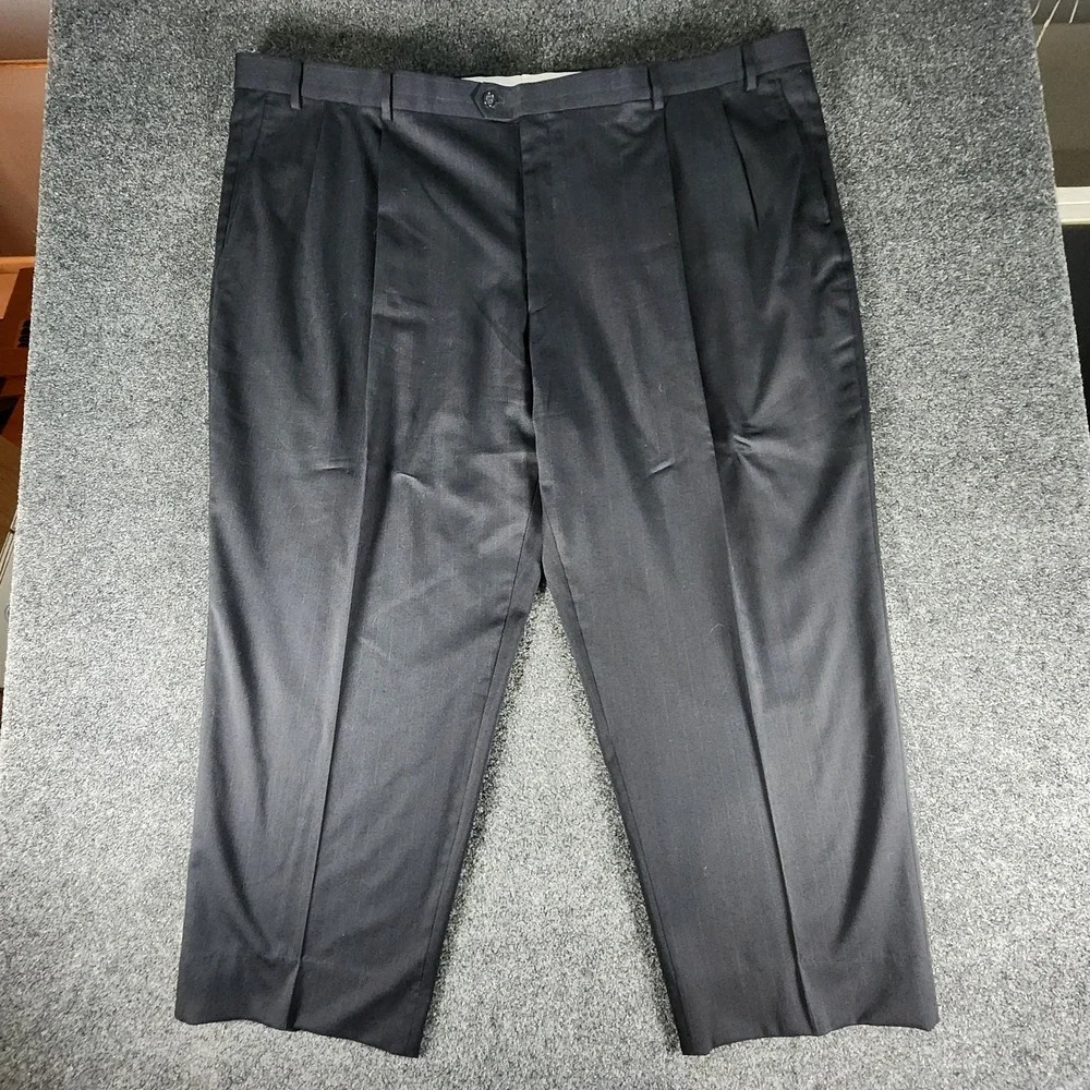 Henry Grethel 2 Piece Suit Mens 54L Pants 53X28 Navy Pin‎ Stripe Wool Blend